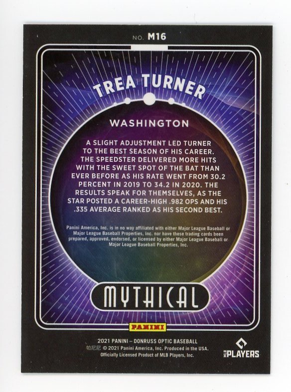 2021 Trea Turner Mythical Optic Panini Washington Nationals # M16