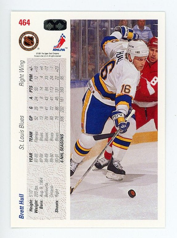 1991-1992 Brett Hull Base Upper Deck St.Louis Blues # 464