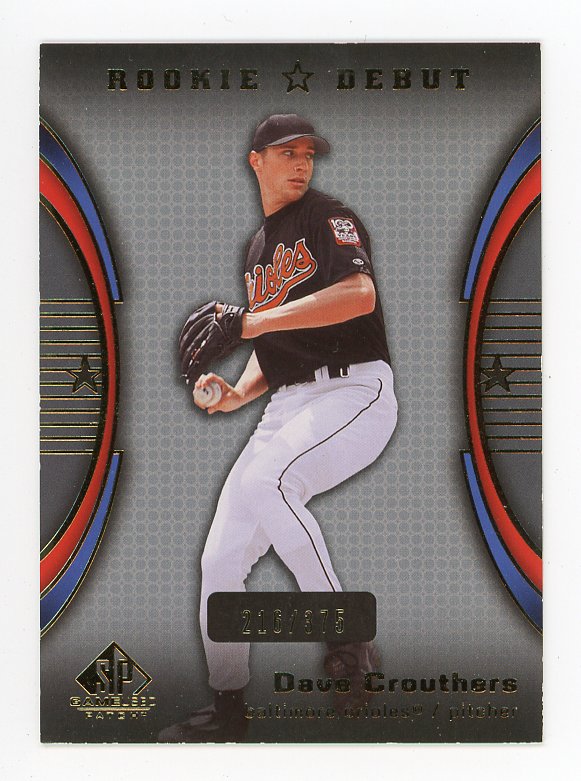 2004 Dave Crouthers Rookie Debut #d /375 SP Game Used Baltimore Orioles # 93