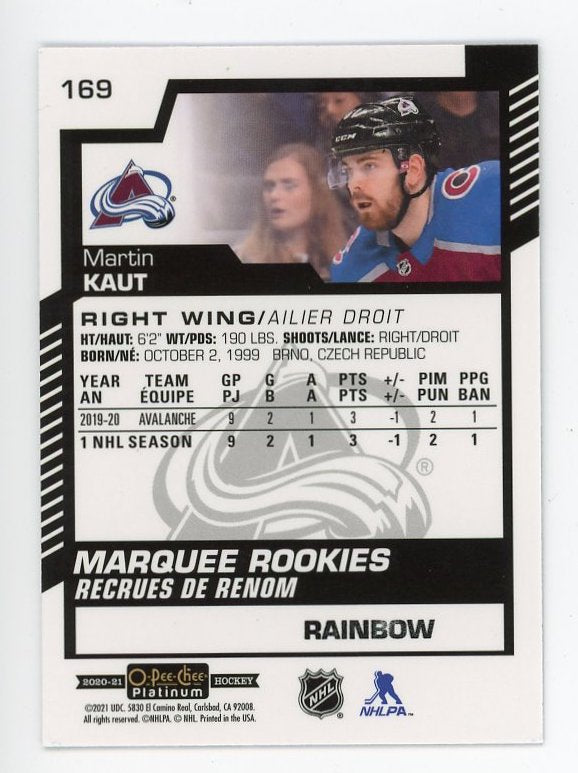 2020-2021 Martin Kaut Marquee Rookies Rainbow OPC Colorado Avalanche # 169