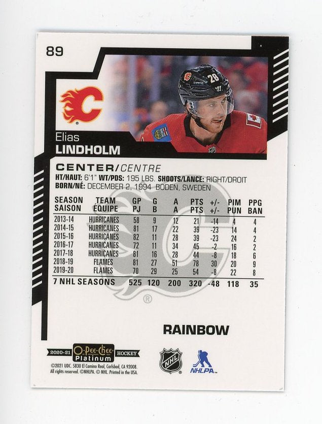 2020-2021 Elias Lindholm Rainbow OPC Platinum Calgary Flames # 89