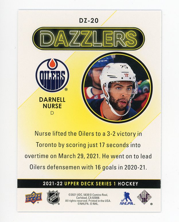 2021-2022 Darnell Nurse Blue Dazzler Upper Deck Edmonton Oilers # DZ-20