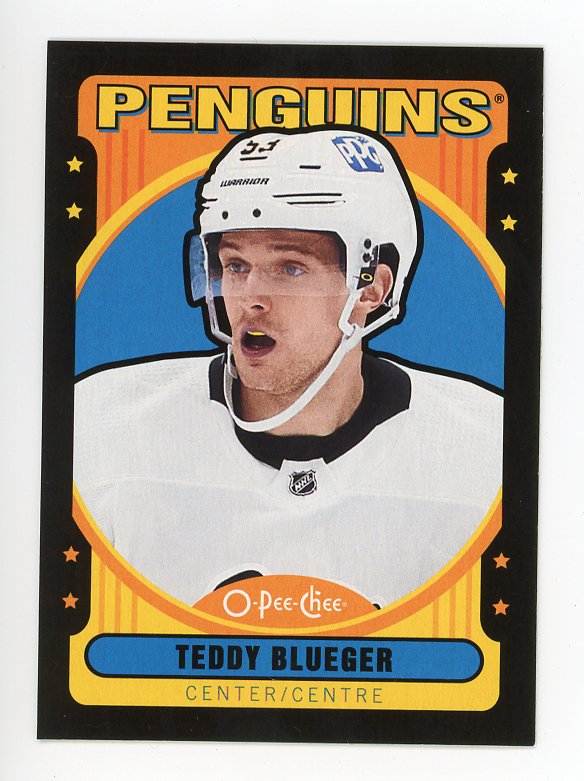 2021-2022 Teddy Blueger Black Border #d /100 OPC Pittsburgh Penguins # 221