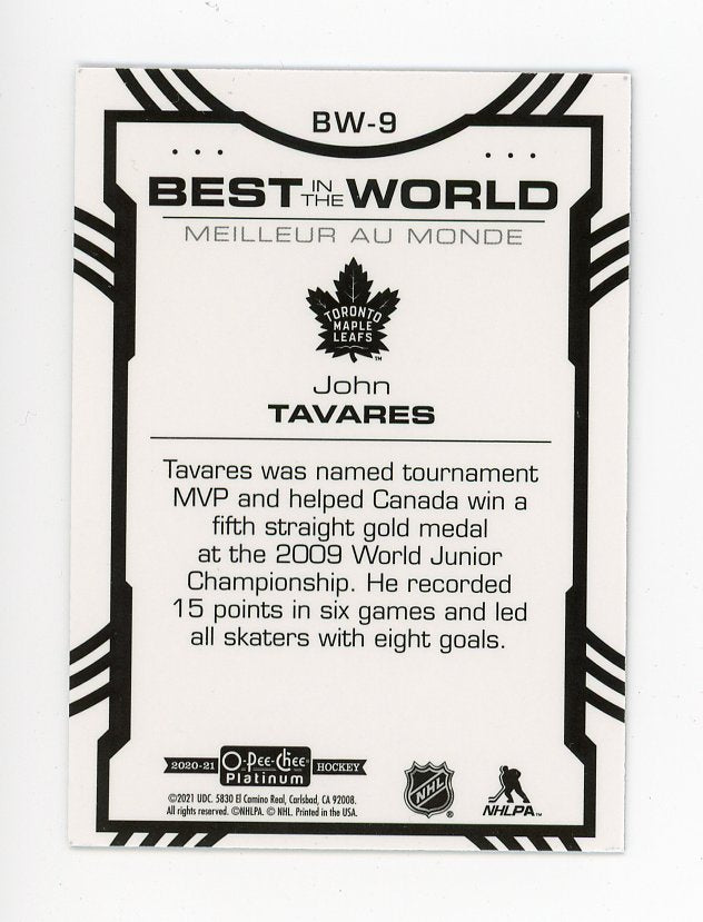 2020-2021 John Tavares Best In The World OPC Toronto Maple Leafs # BW-9