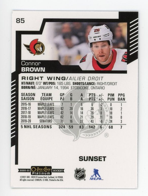 2020-2021 Connor Brown Sunset OPC Platinum Ottawa Senators # 85