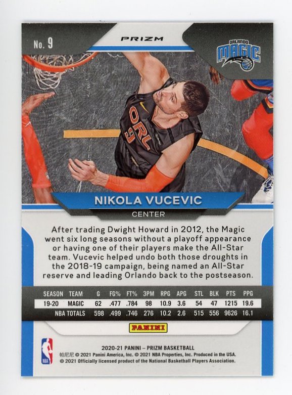 2020-2021 Nikola Vucevic Silver Prizm Panini Orlando Magic # 9