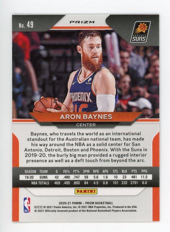 2020-2021 Aron Baynes Silver Prizm Panini Phoenix Suns # 49
