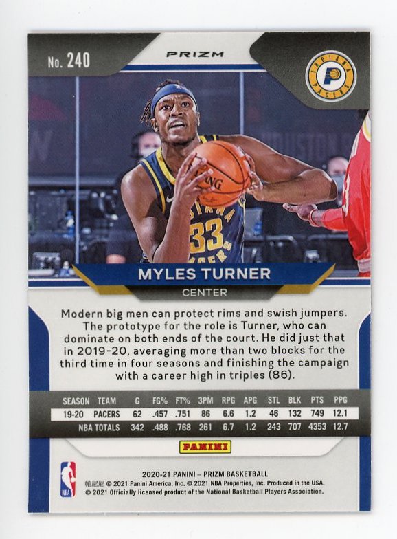 2020-2021 Myles Turner Red Wave Prizm Panini Indiana Pacers # 240