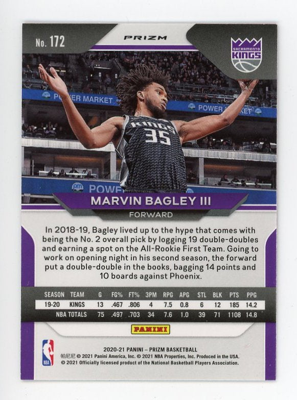 2020-2021 Marvin Bagley III Pink Cracked Ice Prizm Sacramento Kings # 172