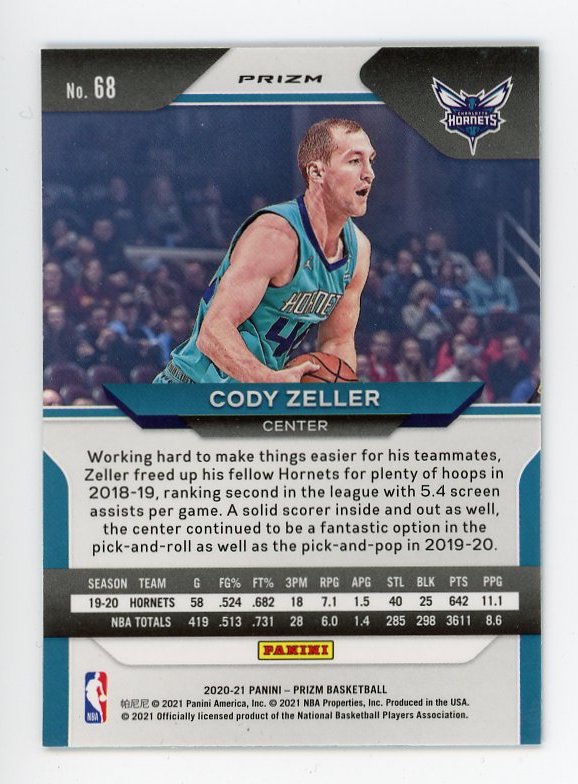 2020-2021 Cody Zeller Green Prizm Panini Charlotte Hornets # 68