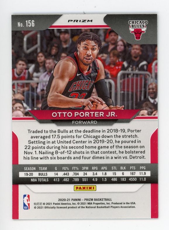 2020-2021 Otto Porter JR Green Prizm Panini Chicago Bulls # 156