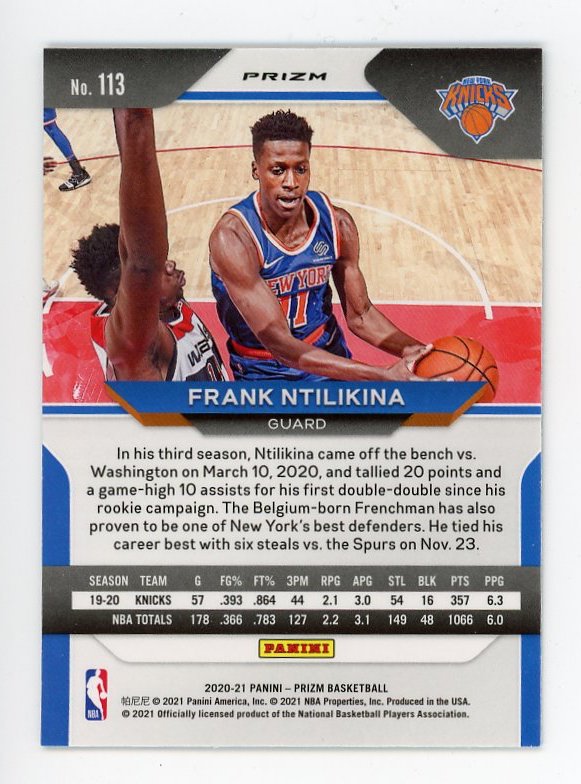 2020-2021 Frank Ntilikina Green Prizm Panini New York Knicks # 113