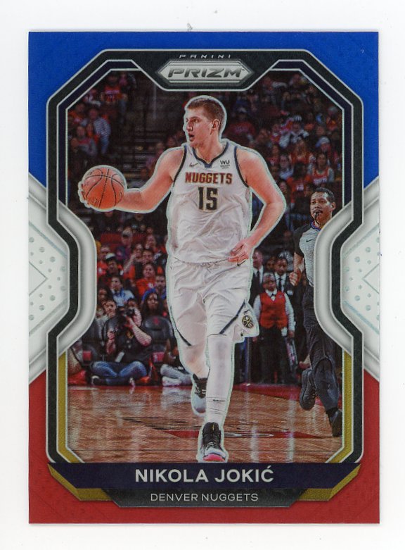 2020-2021 Nikola Jokic Red, White And Blue Prizm Panini Denver Nuggets # 114