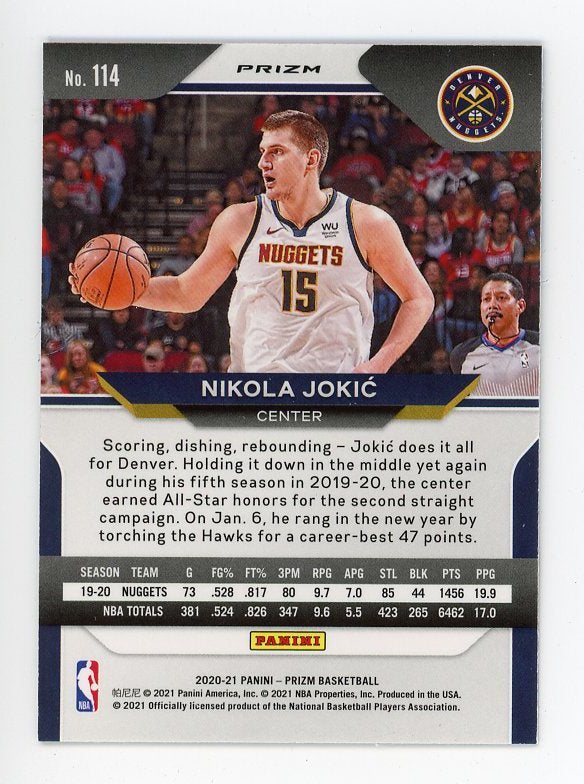 2020-2021 Nikola Jokic Red, White And Blue Prizm Panini Denver Nuggets # 114