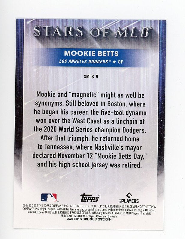 2021-2022 Mookie Betts Stars Of MLB Topps Los Angeles Dodgers # SMLB-9