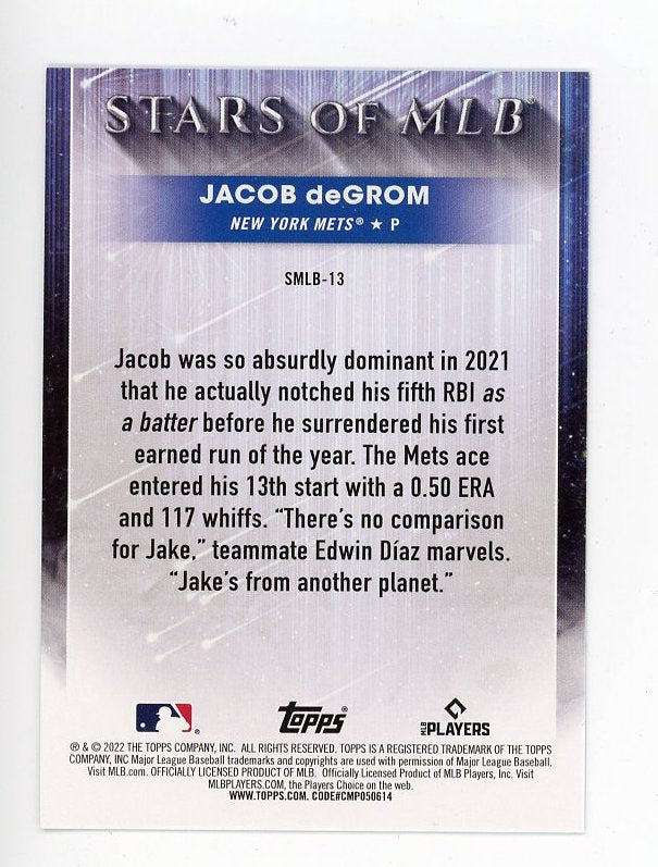 2021-2022 Jacob Degrom Stars Of MLB Topps New York Mets # SMLB-13