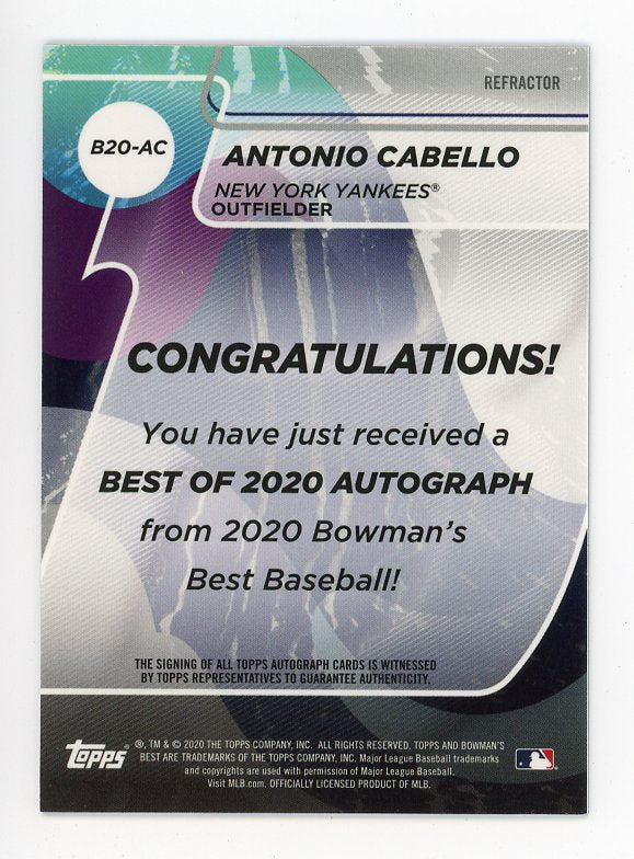 2020 Antonio Cabello Refractor Auto Topps New York Yankees # B20-AC