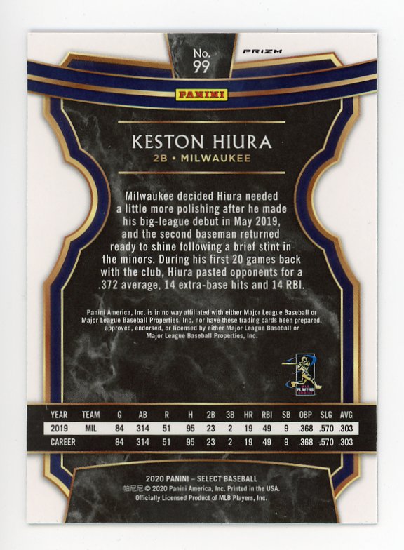 2020 Keston Hiura Tri Color Prizm Select Milwaukee Brewers # 99