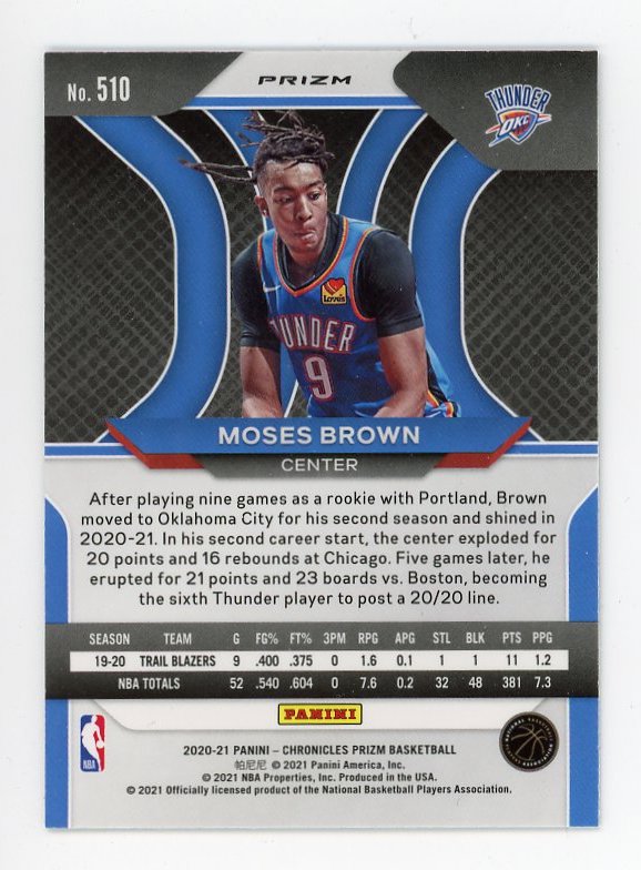 2020-2021 Moses Brown Rookie Prizm Panini Oklahoma City Thunder # #510