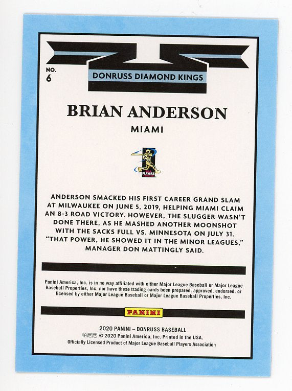 2020 Brian Anderson Blue Aqua Panini Miami Marlins # 6