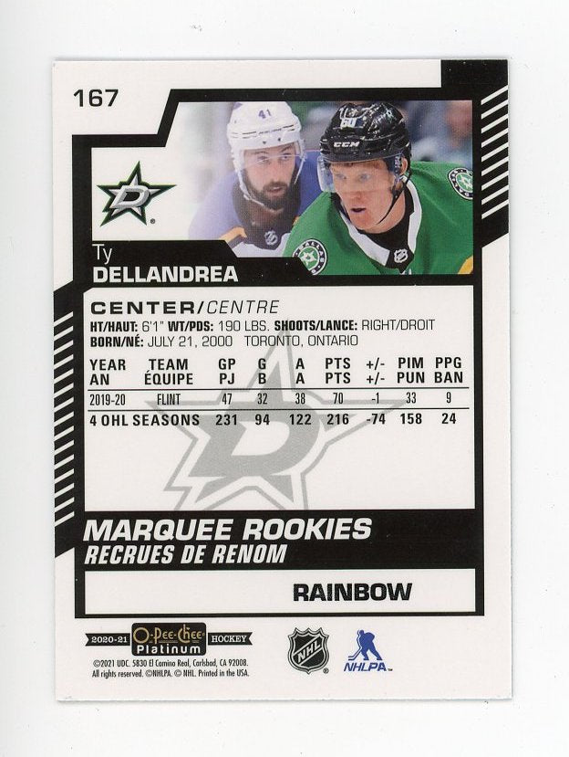 2020-2021 Ty Dellandrea Marquee Rookies Rainbow OPC Dallas Stars # 167