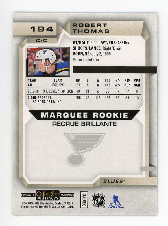 2018-2019 Robert Thomas Marquee Rookie OPC Platinum St.Louis Blues # 194