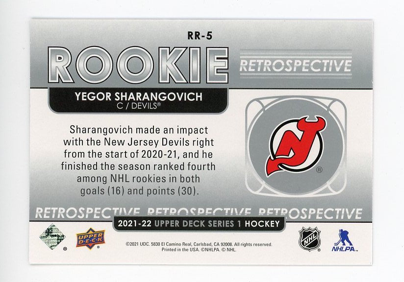 2021-2022 Yegor Sharangovich Rookie Retrospective Upper Deck New Jersey Devils # RR-5