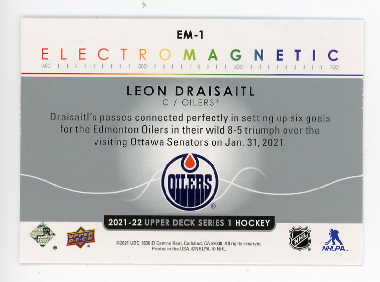 2021-2022 Leon Draisaitl Electromagnetic Upper Deck Edmonton Oilers # EM-1