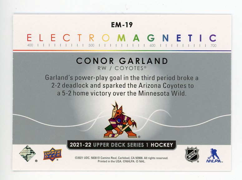 2021-2022 Conor Garland Electromagnetic Upper Deck Arizona Coyotes # EM-19