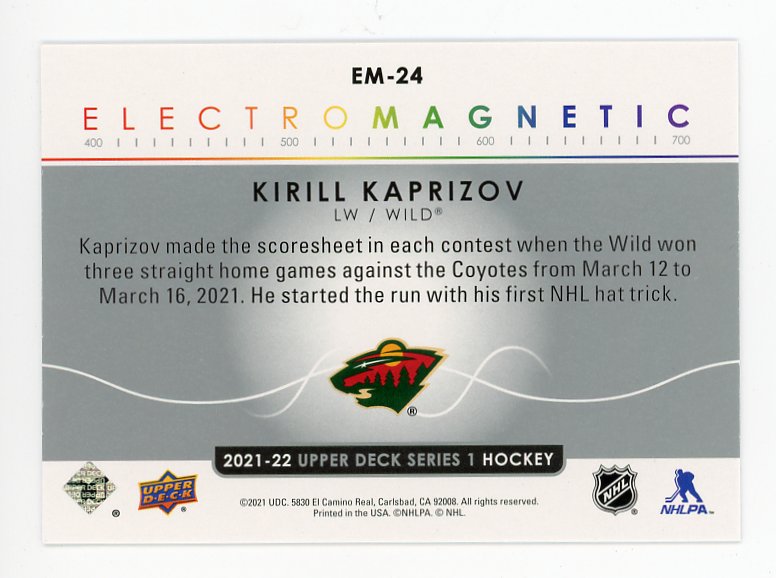 2021-2022 Kirill Kaprizov Electromagnetic Upper Deck Minnesota Wild # EM-24