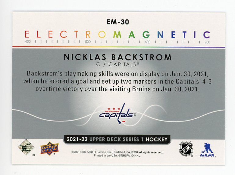 2021-2022 Nicklas Backstrom Electromagnetic Upper Deck Washington Capitals # EM-30