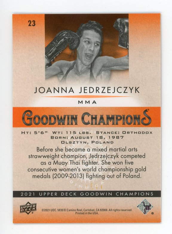 2021 Joanna Jedrzejczyk Platinum Orange #D /399 Goodwin Champions # 23