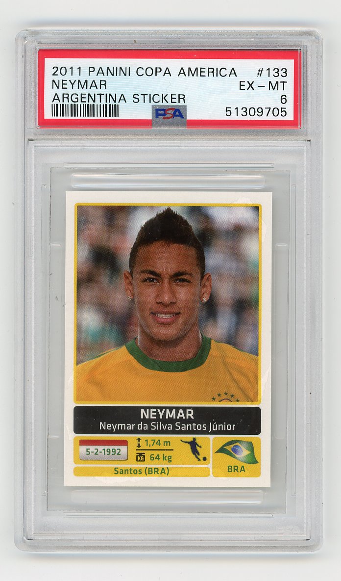 2011 Neymar Copa America Argentina Sticker PSA 6 Panini Brazil # 133