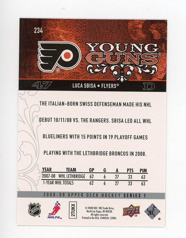 2008-2009 Luca Sbisa Young Guns Upper Deck Philadelphia Flyers # 234