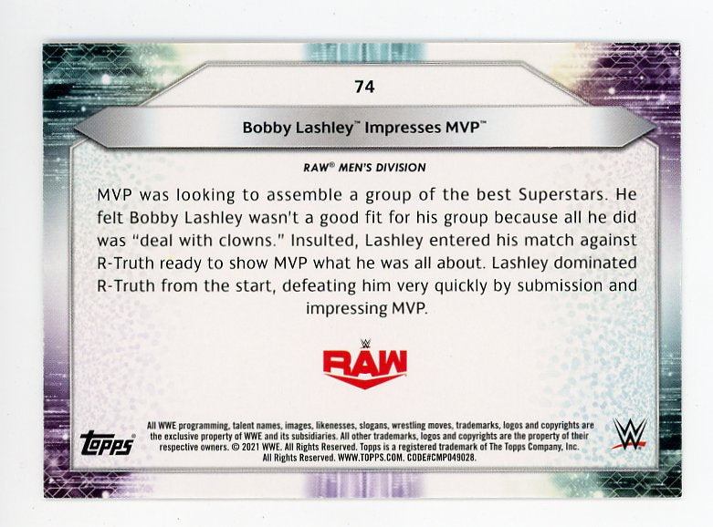 2021 Bobby Lashley Impresses MVP Raw WWE #D /199 Topps # 74