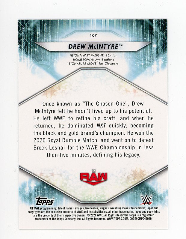 2021 Drew Mcintyre Raw WWE #D /199 Topps # 107