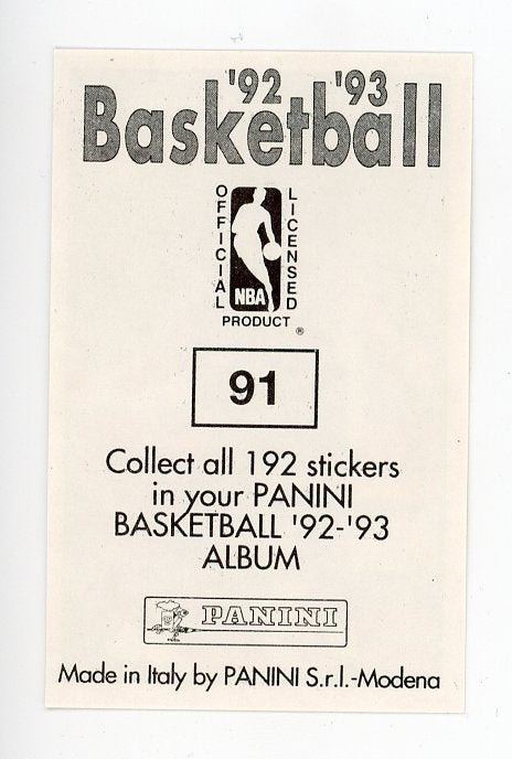 Willie Anderson Panini 1992-1993 Basketball Sticker San Antonio Spurs #91