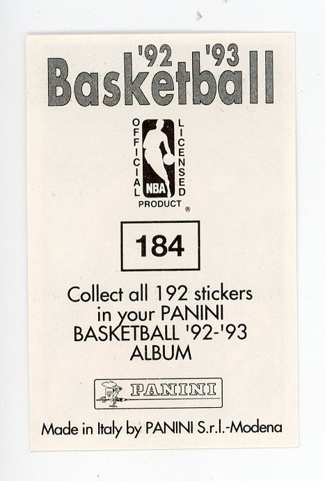 Jeff Hornacek Panini 1992-1993 Basketball Sticker Philadelphia 76ers #184