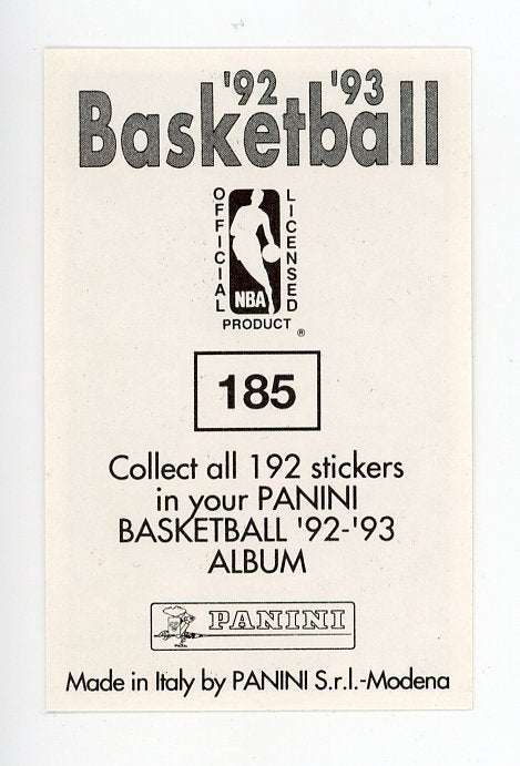 Tim Perry Panini 1992-1993 Basketball Sticker Philadelphia 76ers #185