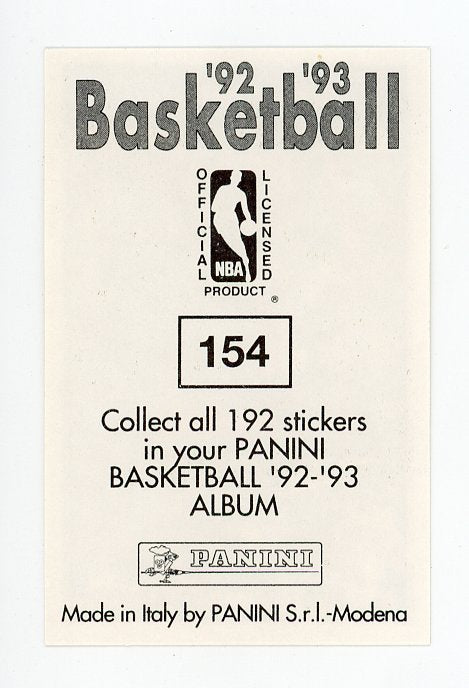 Terry Catledge Panini 1992-1993 Basketball Sticker Orlando Magic #154