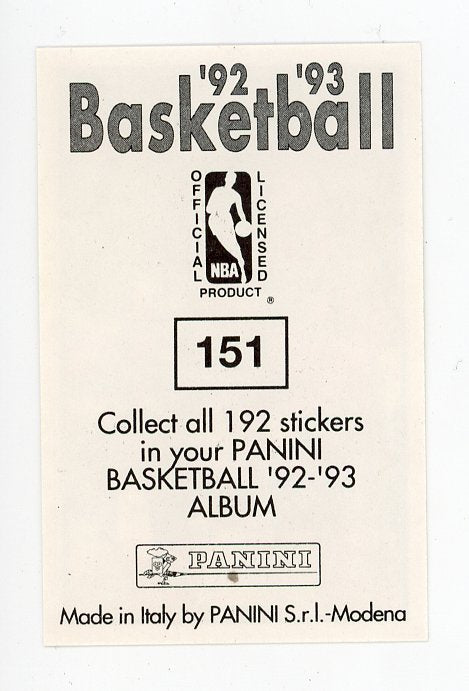 Lester Conner Panini 1992-1993 Basketball Sticker Orlando Magic #151