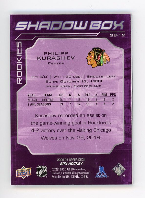 2020-2021 Philipp Kurashev Shadowbox SPX Chicago Blackhawks # SB-12