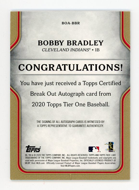 2020 Bobby Bradley Break Out Autograph #D /299 Tier 1 Topps Cleveland Indians # BOA-BBR