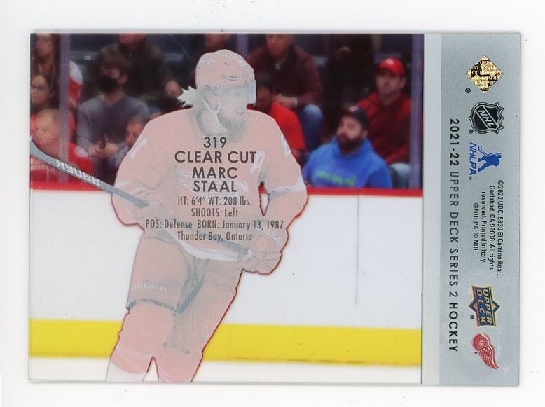 2021-2022 Marc Staal Clearcut Base Series 2 Upper Deck Detroit Red Wings # 319