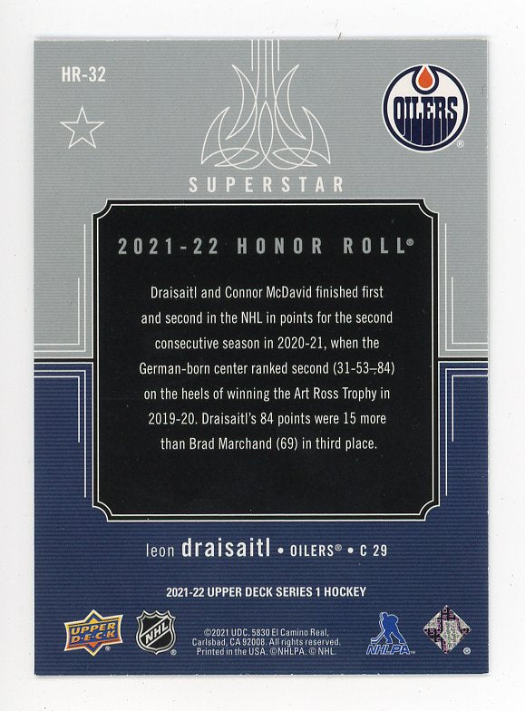 2021-2022 Leon Draisaitl Honor Roll Upper Deck Edmonton Oilers # HR-32