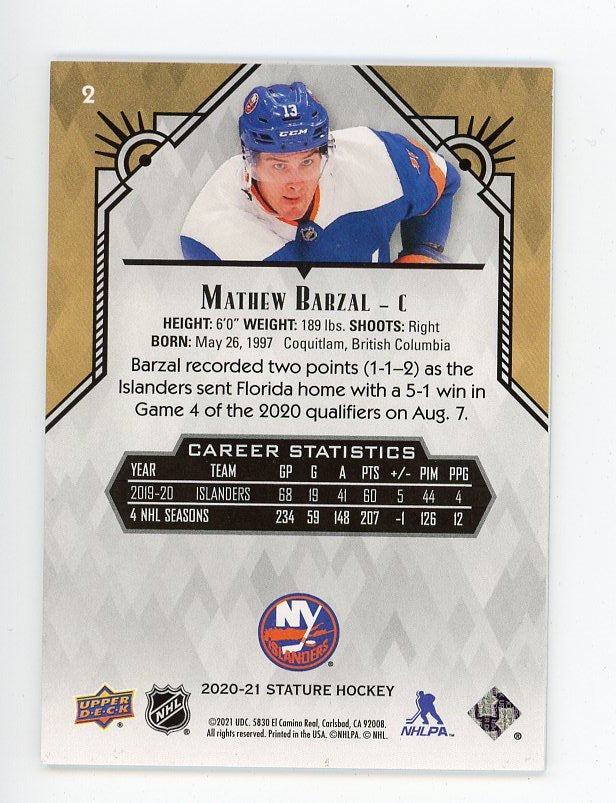 2020-2021 Mathew Barzal #D /85 Stature New York Islanders # 2