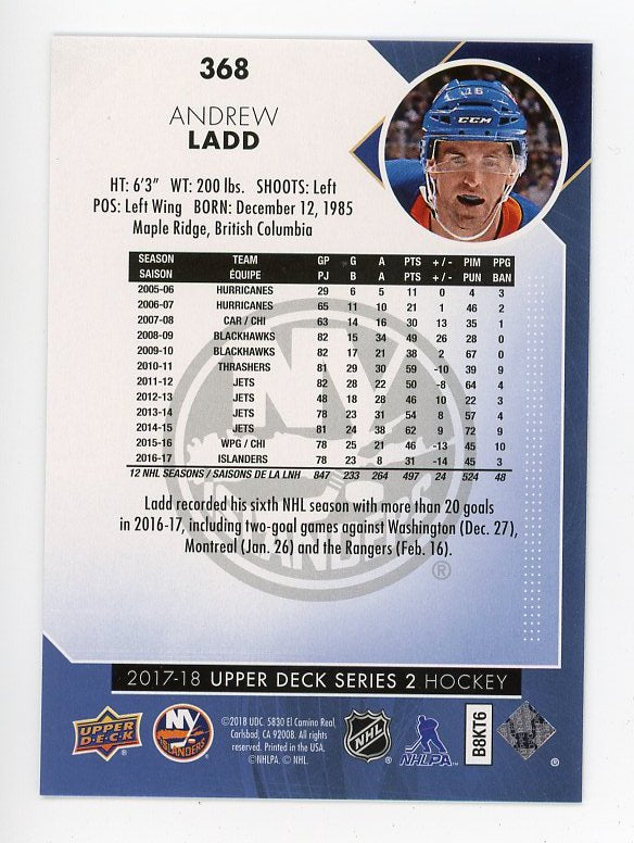 2017-2018 Andrew Ladd Rainbow Foil Series 2 Upper Deck New York Islanders # 368