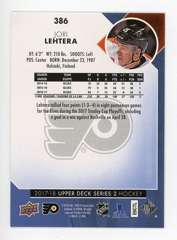 2017-2018 Jori Lehtera Rainbow Foil Series 2 Upper Deck Philadelphia Flyers # 386