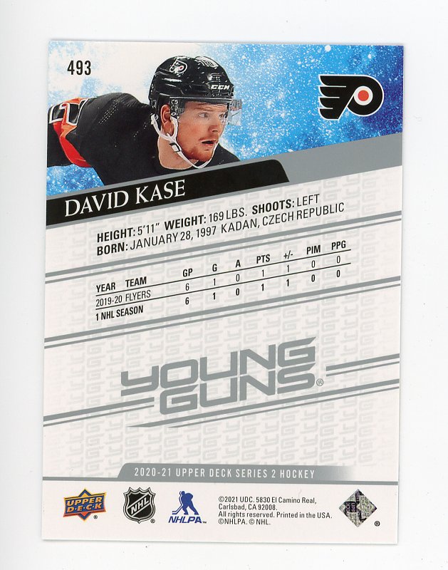 2020-2021 David Kase Young Guns Upper Deck Philadelphia Flyers # 493