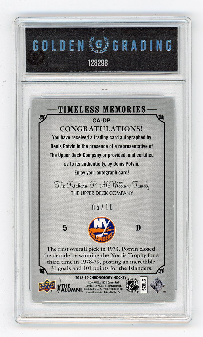 2018-2019 Denis Potvin Timeless Memories Autograph Chronology New York Islanders # CA-DP